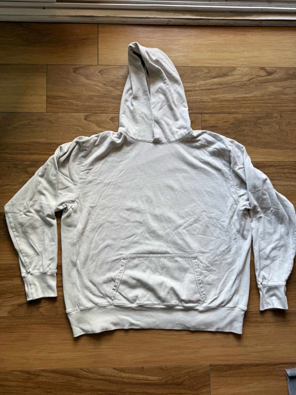 Talentless Hoodie Size XXL Cream Minimalist Logo Pullover Heavyweight